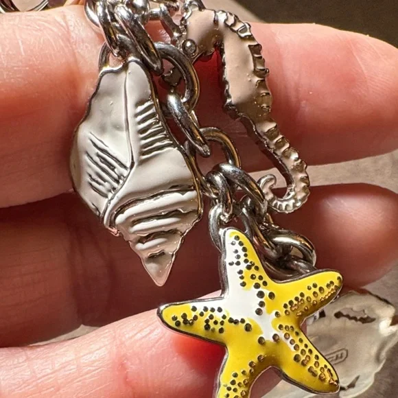 Coach Silver Keychain with Pink And White Crab And Other Colorful Beach Charms - Picture 5 of 6